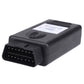 Black vehicle diagnostic scanner module with front OBD-style port and logo