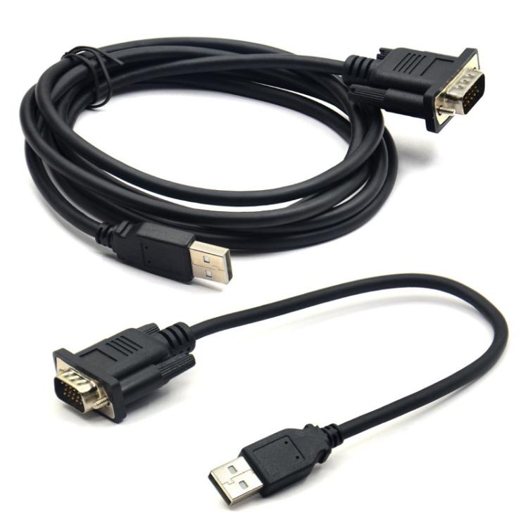 OBDII cable set with black leads: USB plugs to diagnostic connectors with gold ports
