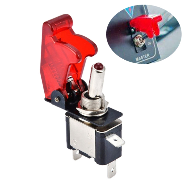Red flip-cover switch with metal stem and switch body
