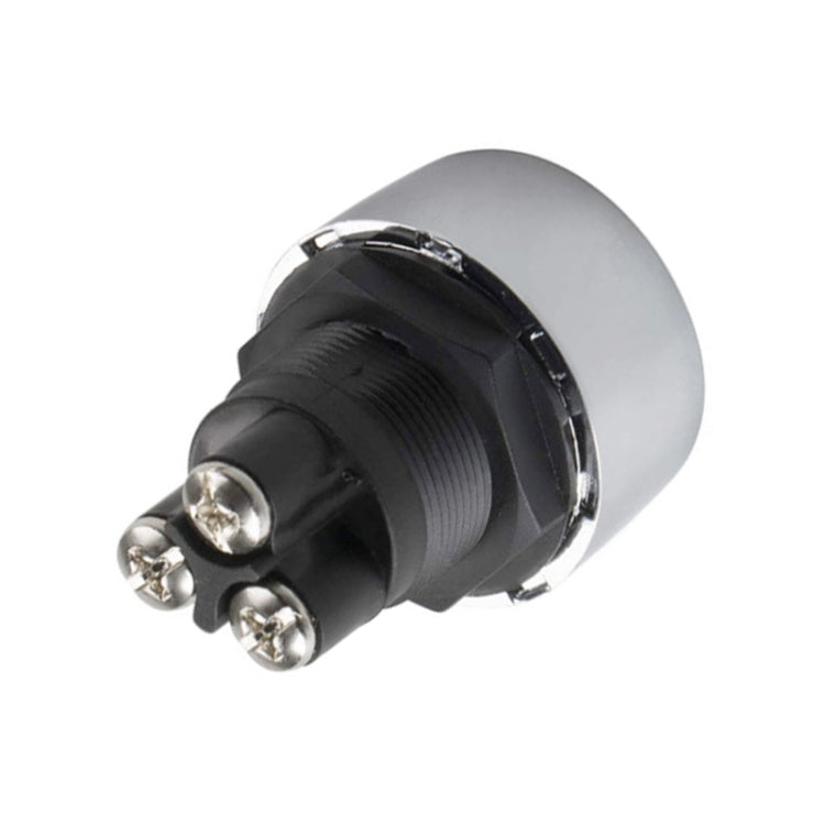 Engine start push button switch with black threaded base and metal mounting posts