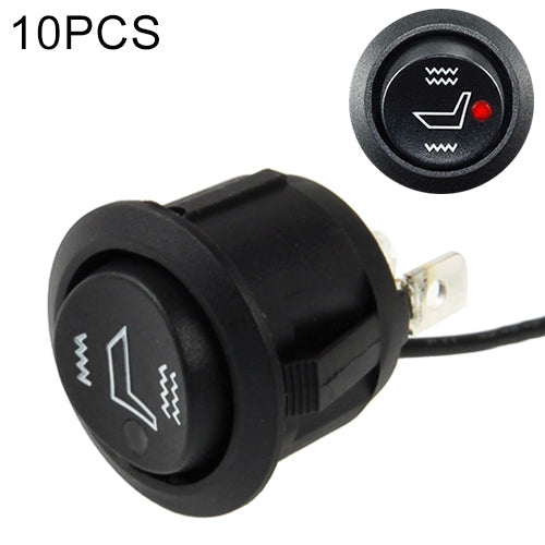 Black round rocker heating switch with icon markings and red indicator