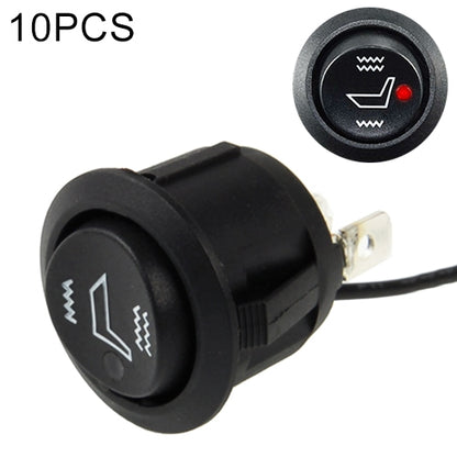 Black round rocker heating switch with icon markings and red indicator