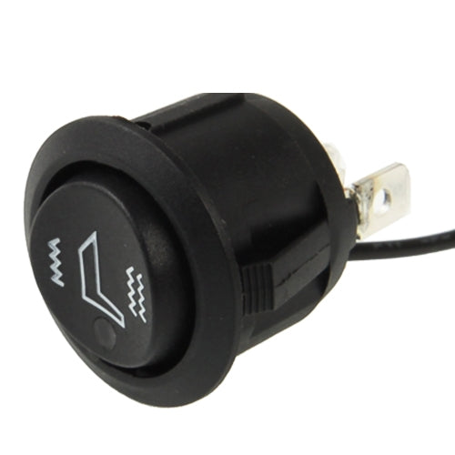 Black round rocker heating switch with white heating icons on face