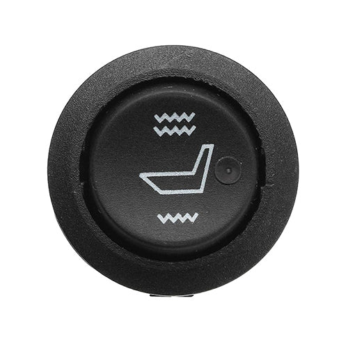 Black circular heating switch with white arrow and wavy line icons