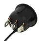 Black rocker heating switch with exposed metal terminals and wiring pins