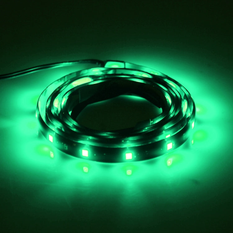 Waterproof flexible LED strip light, green glow, coiled, 60cm length