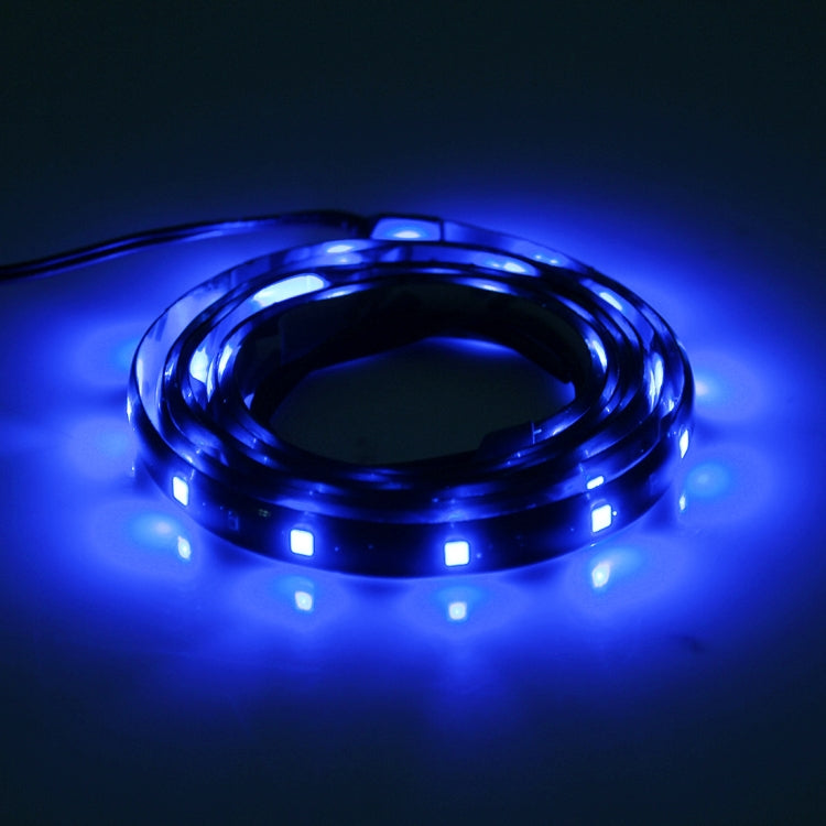 Flexible waterproof LED strip light, 90cm, blue glowing ribbon with bright LED segments