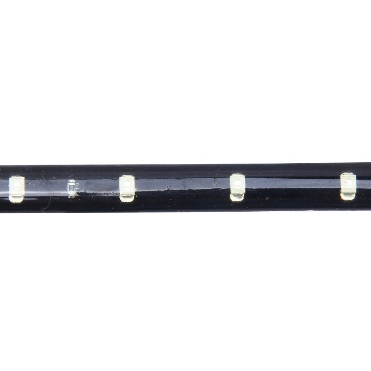 Flexible waterproof LED strip light, close-up of white LED modules on black base