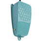 Anti-slip foot pedal switch in turquoise metal case, side view with mounting bracket