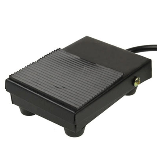 Anti-slip plastic foot control pedal switch with ribbed tread, black housing
