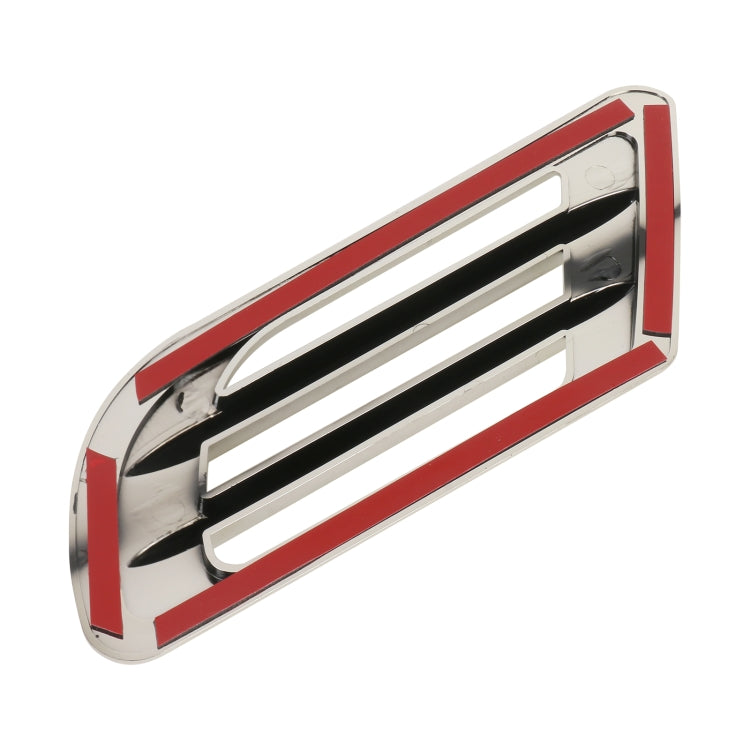 Pair of car vent grille decoration stickers with red trim and chrome details