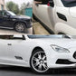 Pair of car vent grille stickers on a white car front quarter