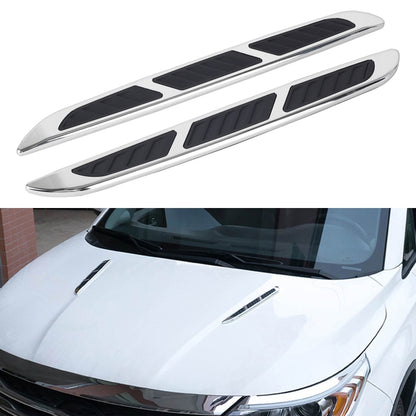 Pair of chrome and black car vent grille decals with ridged slats