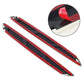 Pair of red and black car hood vent grille decals with ridged panels