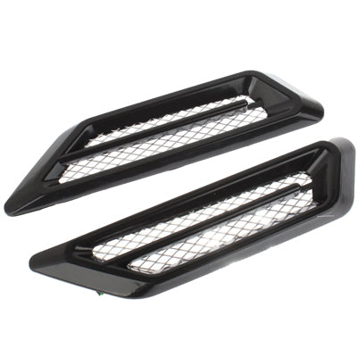 Black car grille mesh decoration stickers, pair, rectangular with diamond pattern