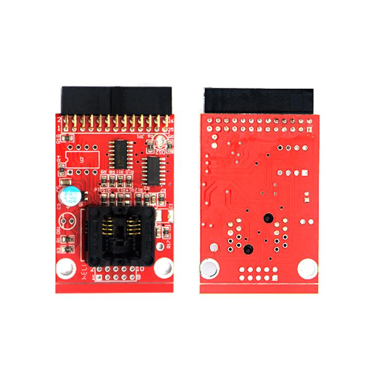 Red BDM programmer circuit boards with black IC chips