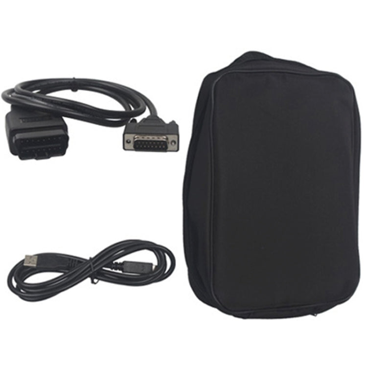 OBD diagnostic scanner cables and black soft storage pouch.