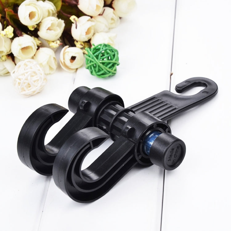 Black double hook car seat headrest hanger set with two U-shaped hooks