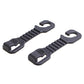 Set of two black plastic seat back hooks with striped grip pads