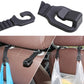Car seat back bag holder hooks with strap clips, set of two