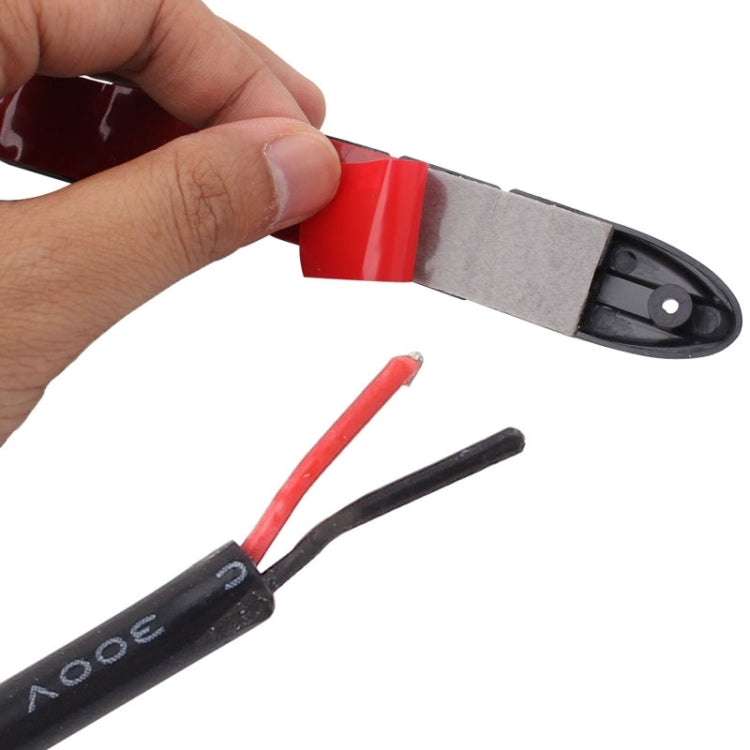 LED light wiring harness with red and black leads and inline connector