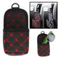 Black PU leather car phone storage pouch with red diamond stitching and side pocket