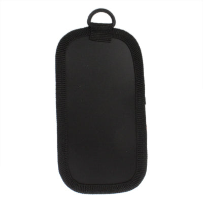 Black PU leather car phone storage pouch with loop handle, plain front panel