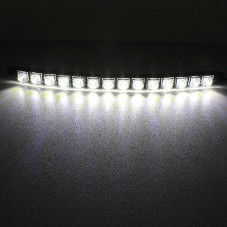 Powered LED strip showing bright white daytime running lights across the length