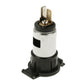 12V power outlet plug with silver metal housing, black base, and two mounting prongs