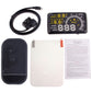 OBD2 HUD projector kit with display unit, cable, and dotted mounting panel