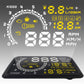 Car OBDII HUD projector showing yellow gauges, speed, RPM, and fuel indicators
