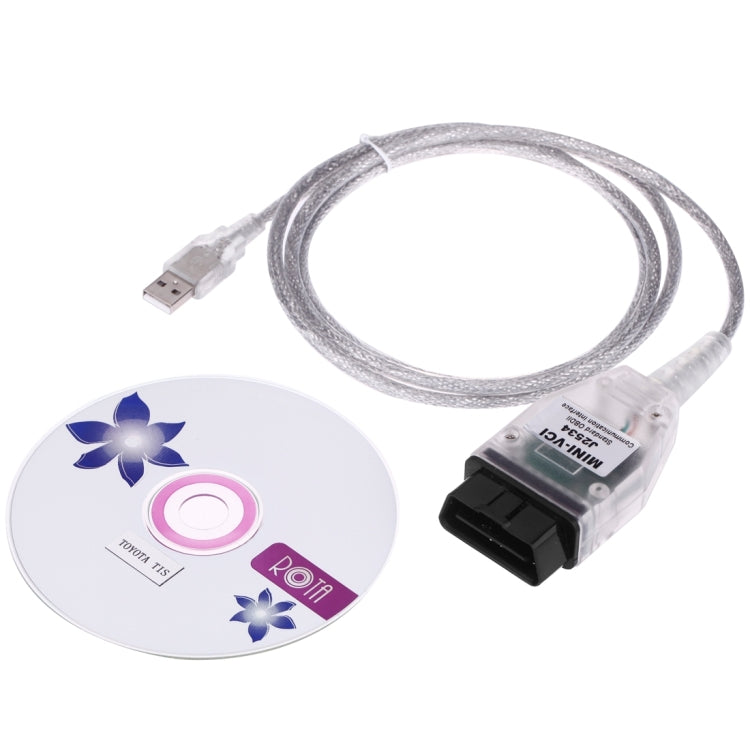 J2534 diagnostic cable kit with USB cable, OBD connector, and installation CD