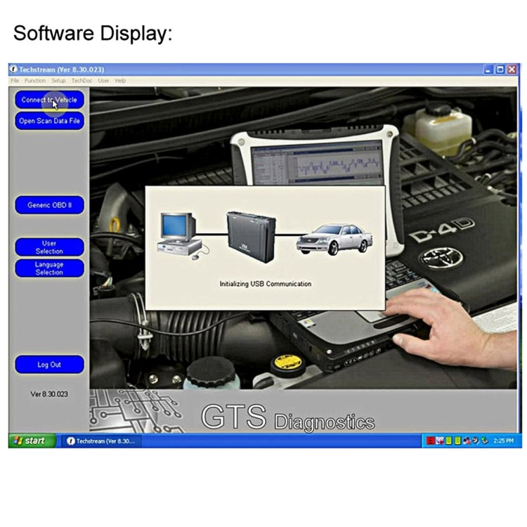 GTS Diagnostics software screen initializing USB communication