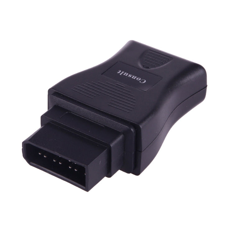 OBD 14-pin diagnostic interface adapter, black plastic with exposed connector pins