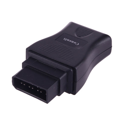OBD 14-pin diagnostic interface adapter, black plastic with exposed connector pins