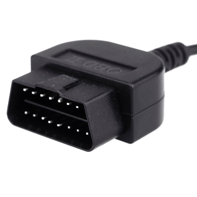 OBD-II diagnostic connector plug with multi-pin socket and cable housing for reset tool