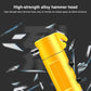 Yellow emergency flashlight with metal hammer head
