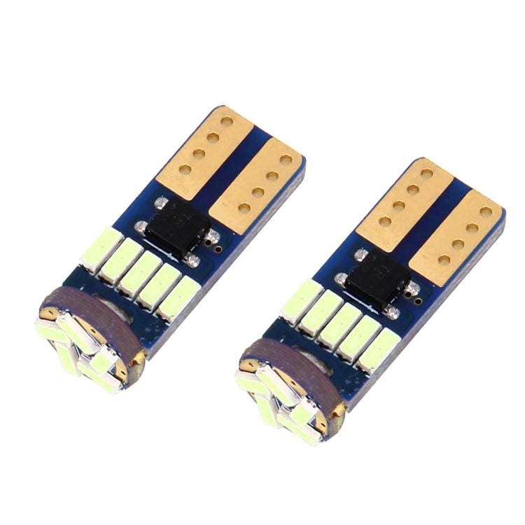 Two T10 15-LED 4014 SMD canbus bulbs, white LED chips on blue PCB