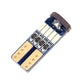 T10 15-LED 4014 SMD canbus bulb close-up, white LED chips and control IC
