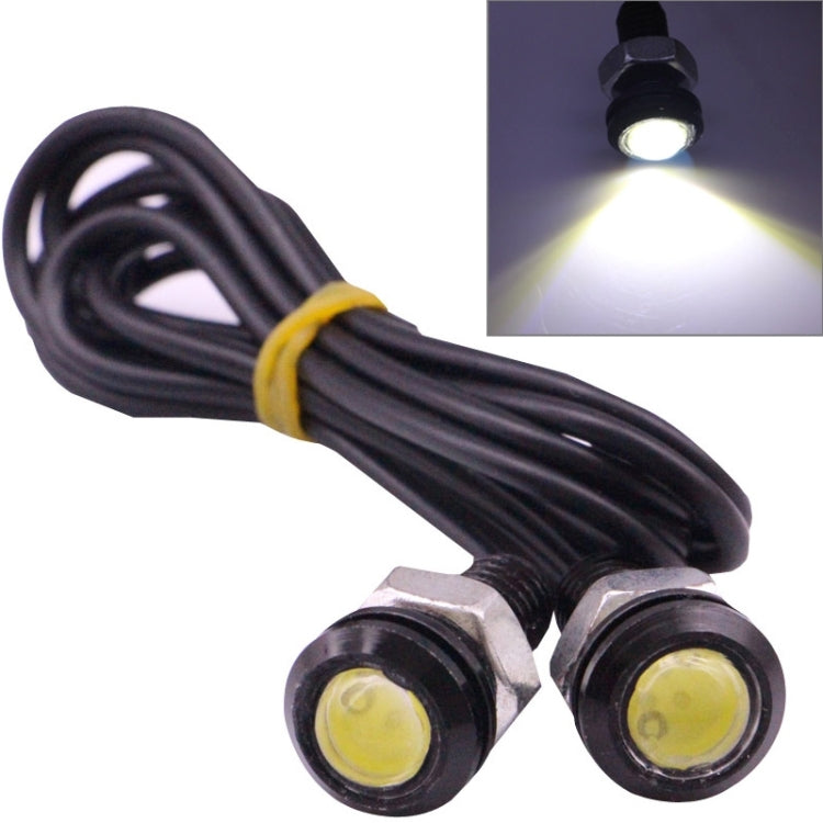LED eagle eye light pair with black housings and white LED bulbs, 60cm cable