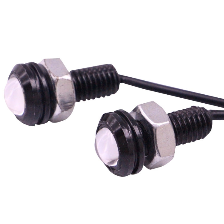 LED eagle eye light pair with clear lens, black bases, and metal mounting threads