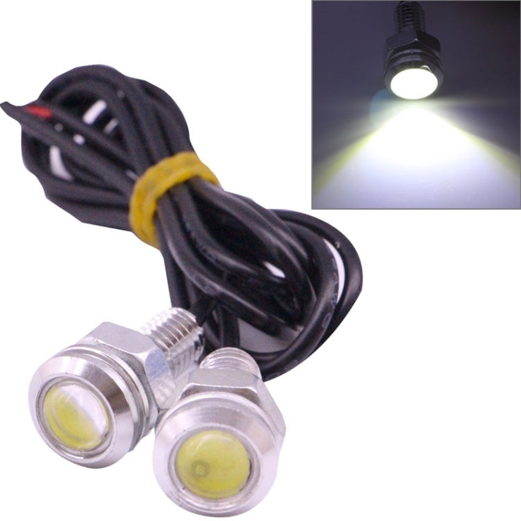 Pair of silver waterproof LED eagle-eye lights with black 60cm cable
