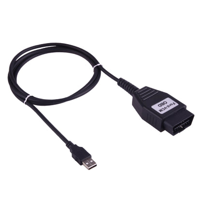 OBDII diagnostic cable with USB-A plug and black FORD-VCM OBD connector