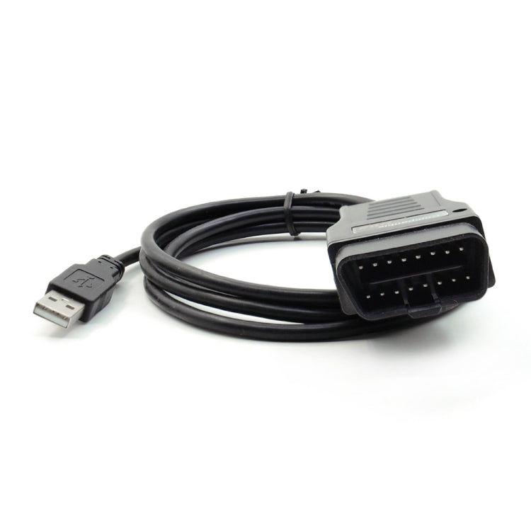 16-pin OBDII USB diagnostic cable with OBDII connector and USB A plug