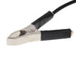 Metal alligator clip with black insulated handle for circuit testing