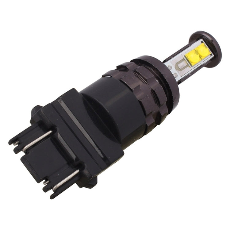 3157 LED car brake light bulb with black housing and white LED window, top view