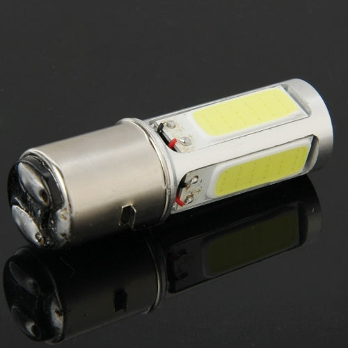 Silver LED COB bulb with two rectangular LED chips, angled front view