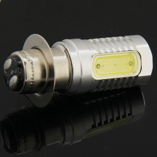 Screw-base COB LED brake light bulb with front lens and metallic housing