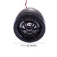 Black motorcycle speaker with 6.5 cm (2.5 in) size marker and wiring