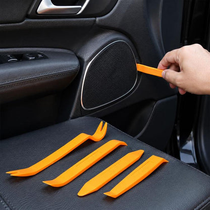 Orange dashboard and door panel trim removal tools set with pry tips